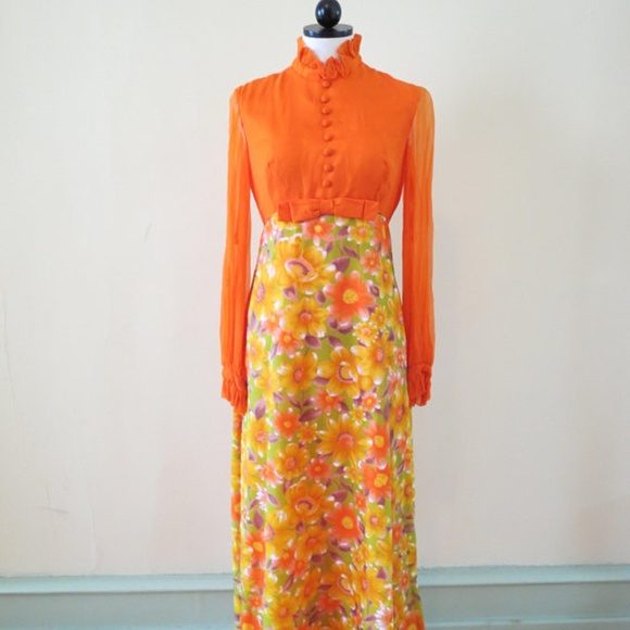 Vintage Floral Maxi Dress - Picture 1 of 6